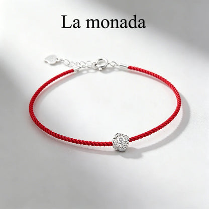 La Monada Red Thread For Hand Women's 925 Sterling Silver Bracelets Square Zircon Red String Rope Jewelry Bracelets For Women