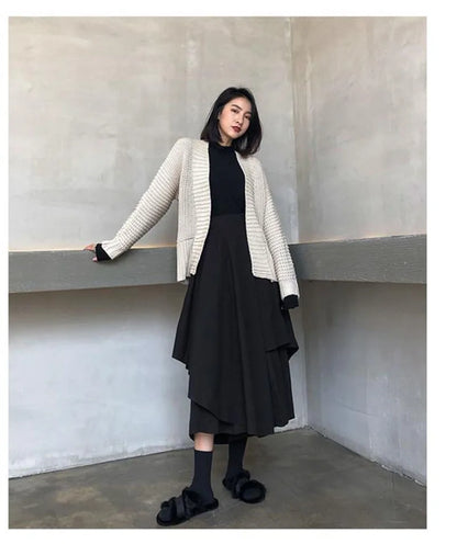 Women Skirts Gothic Irregular Skirts Pants Women High Waist White Black Long Skirts Female Pleated Skirts Culottes Women Clothes