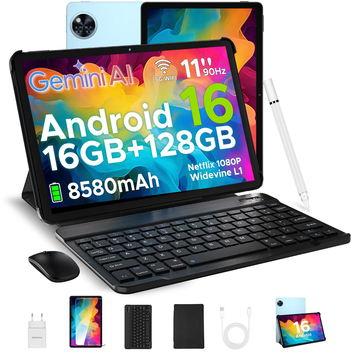 DOOGEE U11 Android 15 Tablet 11'' Ultra-clear 90Hz Display 4GB RAM 128GB ROM 8580mAh Battery Dual Speaker Supports Widevine L1