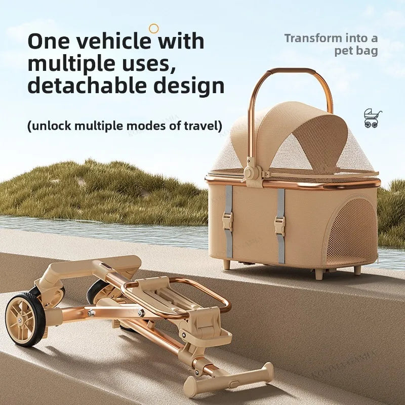 New Separable Pet Stroller Portable One Click Recycling Cat Carrier Universal Lightweight Small Dog Travel Pushchair Foldable