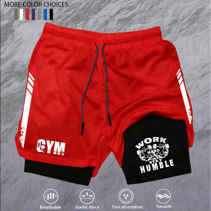 Men 2 in 1 Double Deck Marathon Running Shorts Fitness Training Pants Men's Racing Shorts Gym Wear Jogging Workout Sports Shorts