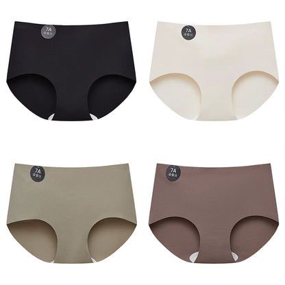 Falllsweet 4Pcs/Set Seamless Silk Briefs For Women Mulberry Silk Panties Comfortable Underpants Soft Lightweight Underwear M-2XL