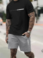 2025 New Men's Summer Round Neck Short Sleeve Suit Outdoor Sports Breathable Comfortable Shorts Suit Letter Print Casual Suit
