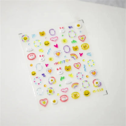 1pcs 5D Kawaii Jelly Nail Art Stickers Cute Jellyfish Self Adhesive Nail Art Decorations Stickers DIY Cartoon Manicure Decals