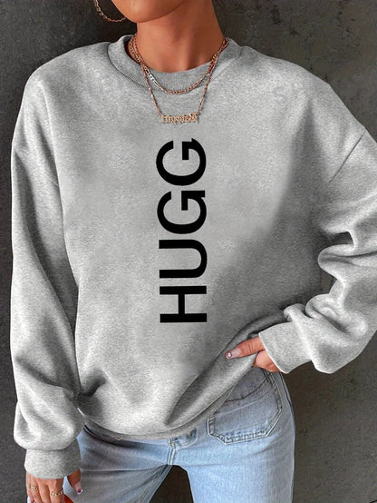 Women's autumn and winter casual fashion loose and comfortable warm eye pattern printed round neck long sleeved pullover