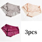 3pcs Lace Women's Panties French Seamless Underwear Female Ice Silk Briefs Solid Color Breathable Underpants Lingerie