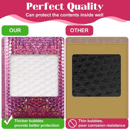 30Pcs Holographic Bubble Mailer Mailing Envelope Thicken Protection Waterproof Padded Bubble Envelopes Pack Bag for Shipping