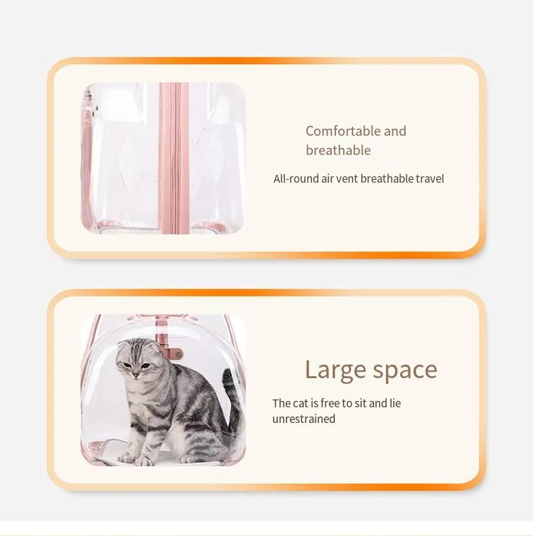 Pet Trolley Case, Fully Transparent Cat Case, Breathable Space Cabin Cat Bag, Outdoor Bag, Portable Small Dog Bag