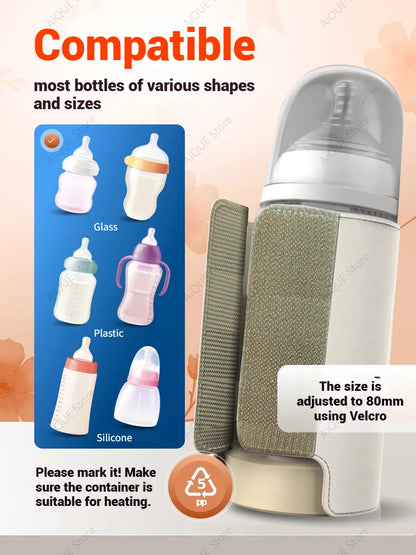 AiQUE 10000mAh USB Portable Milk Warmer for Baby Outdoor Constant Temperature Bottle Insulation Cover Hot Milk and Milk Heating