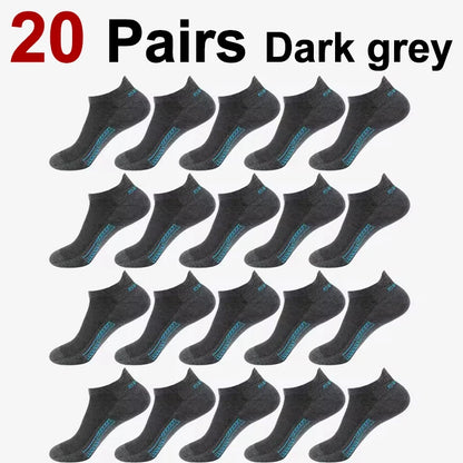 5/10/20 Pairs Men Solid Color Shallow Mouth Socks Spring Summer Mesh Breathable Odor Proof Sweat Absorbing Casual Boat Socks