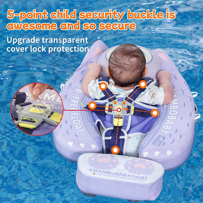 Mambobaby Float 98% UV Protection Canopy Safe Air-Free Core Comfort Skin-friendly Design Baby Swim Ring Toddler Pool Float Infant Swim Circle Swimming Buoy 1 Years 3-34 Months Boy and Girl Globally Certified Safe Design