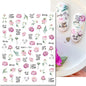 3d Nail Art Decals Elegant White RoyalBlue Roses Flowers Adhesive Sliders Nail Stickers Decoration For Nail Manicure