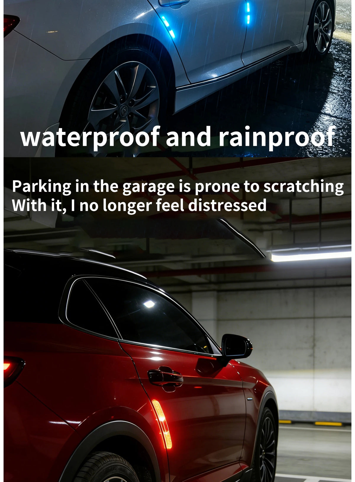 Car doors, electric motorcycles, anti scratch and anti-collision strips, solar warning and anti rear end collision lights, no wi