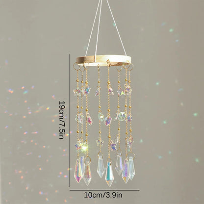 Crystal Suncatcher Stained Glass Crystal Lighting Pendant Chain Hanging Window Wind Chimes Rainbow Maker Home Garden Decoration