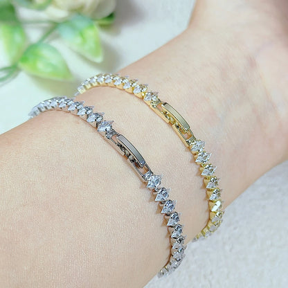 Luxury Dainty Tennis Bracelet for Women Silver Color Sparkling Cubic Zircon Stackable Chain Crystal Banquet Wedding Jewelry H085