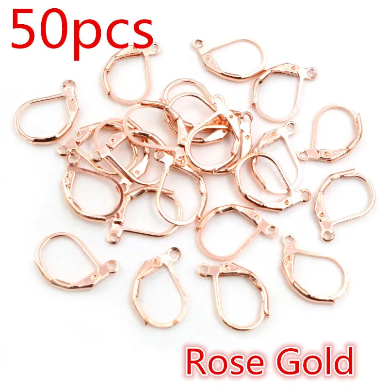 30-50pcs/lot Gold Silver French Lever Earring Hooks Wire Settings Base Hoops Earrings For DIY Jewelry Making Supplies Wholesale