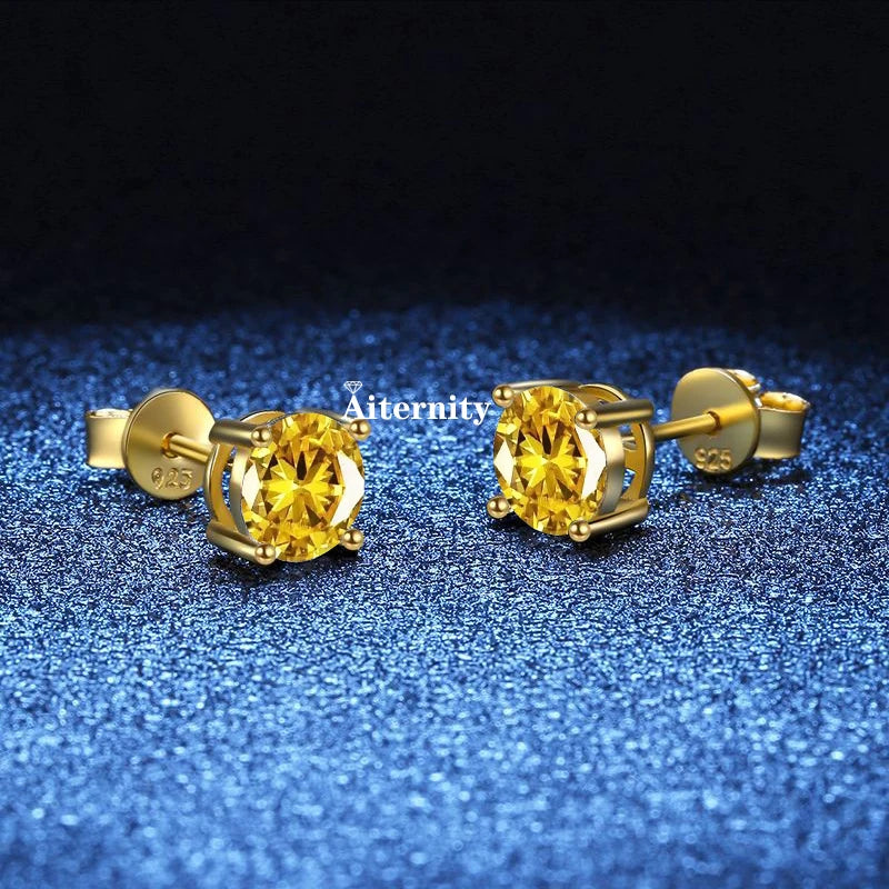 18K Plating Earrings S925 Sterling Silver D Color VVS1 Zircon Earring Stud for Women As Shinning As Diamond Wedding  Jewelry