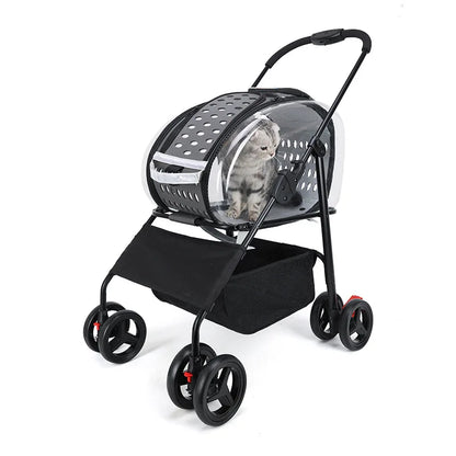 New pet stroller for outdoor travel, lightweight foldable detachable dog stroller for small and medium-sized dogs and cats