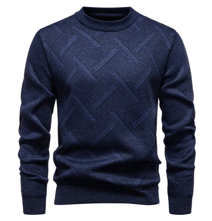 New Sweater Men Casual Knitted Pullover Solid Color Warm Regular Fit Round Neck Sweater Pullovers Mens Sweatwear