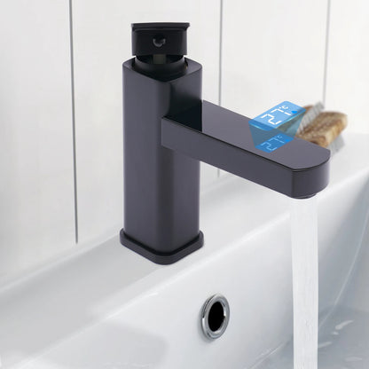 Black And White Washbasin Faucet, Bathroom Kitchen Single Pole Faucet With Digital Display Screen
