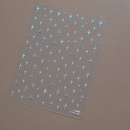 Simple Laser Bronzing Gold Silver Mini Star Rhinestone INS 5D Relief Self Adhesive Nail Art Decoration Sticker 3D Manicure Decal