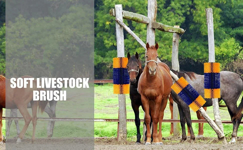 Horse Brush, Livestock Scratching Brush, Goat Brush, Goat Scratching Post, Livestock Scratcher for Horses, Cows, Goats & Pigs Promotes Cleanliness & Skin Health