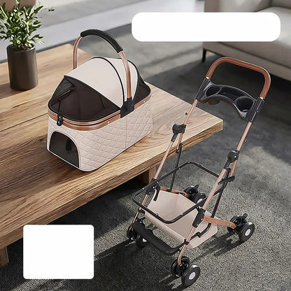 Pet Cart Dog Cat Teddy Baby Cart Outdoor Small Pet Cart Lightweight Foldable Outdoor Travel Stroller Carrier