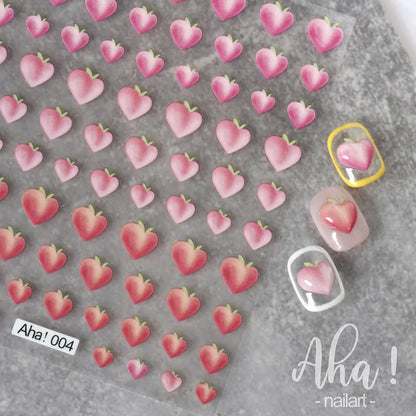 1sheet 3D Sweet Cherry Fruit Nail Art Stickers Summer Peach/Lemon/Star/Moon Nail Decals 8*10cm Adhesive Red Cherry Nail Decor %$