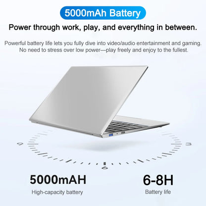 Lightweight 15.6" Laptop Intel 6500Y 32GB RAM 2TB SSD 5000mAh Windows 11 Backlit Keyboard Fingerprint for Business & Gaming