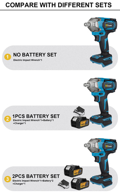 Gisam 1200N.M Torque Brushless Electric Impact Wrench 1/2 inch Cordless Wrench Screwdriver Power Tool for Makita 18V Battery Pin