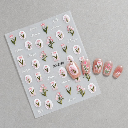 3d Nail Art Decals Spring Booming Violets Lavenders Purple Blue Pink Flowers Butterflys Stickers Decoration For Nail Tips Beauty