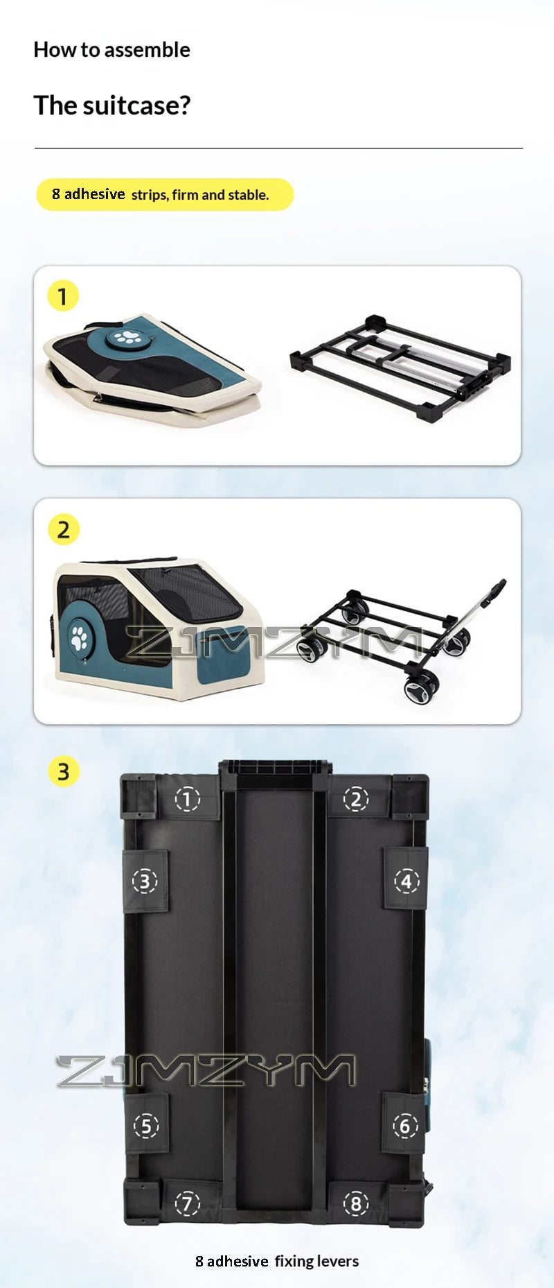 Portable Pet Trolley Case, Fashionable Detachable Dog Trolley Case, Foldable Pet Bag Cat Travel Carrier Bag