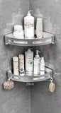 Bathroom Shelf Organizer Shower Storage Rack Black Corner Shelves Wall Mounted Aluminum Toilet Shampoo Holder No Drill