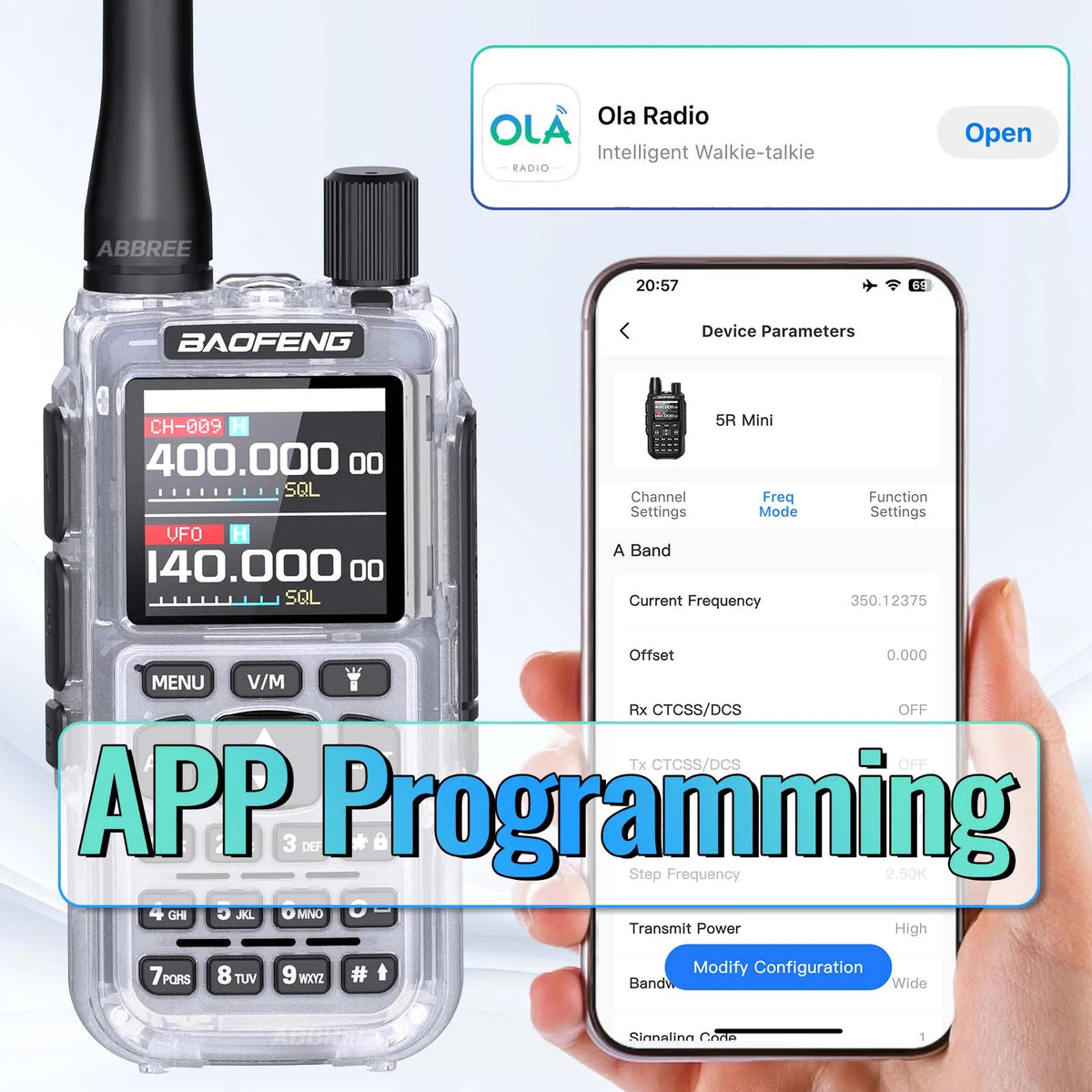 BAOFENG UV-5R Mini Walkie Talkie Multi Band Bluetooth Programming Wireless Copy Frequency 999CH AM FM Long Range Two Way Radio