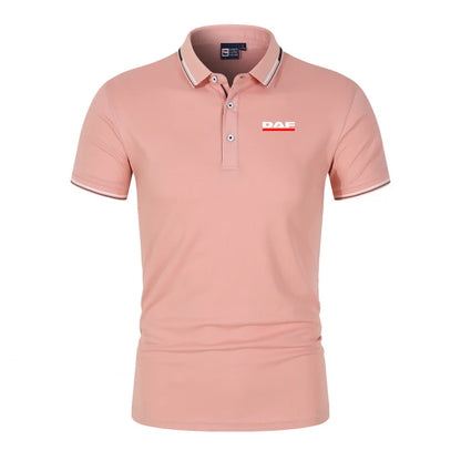 Men'S Casual Short Sleeve Polo Shirt DAF Logo Print Striped Color Block Sporty Style Collared Golf Shirt For Summer