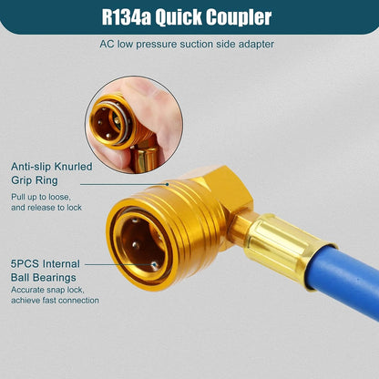 R134A Air Conditioner Gas Cooler with Measuring Gauge Car Refrigerant Charging Pipe AC Recharge Hose for Car Automobile