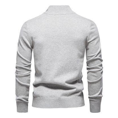 AIOPESON Mens Mock Neck Cotton Pullover Knit Sweaters Casual Business Strip Ribbed Turtleneck Sweaters for Men