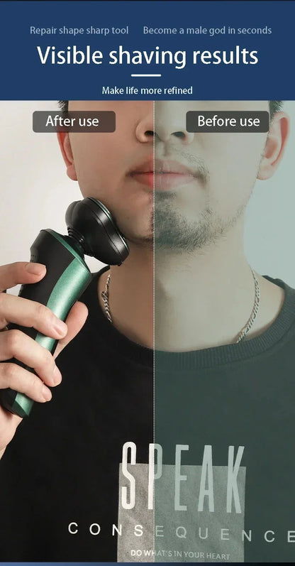 New Electric Shaver LED Digital Display Three-head Floating Razor USB Rechargeable Washing Multi-function Beard Knife