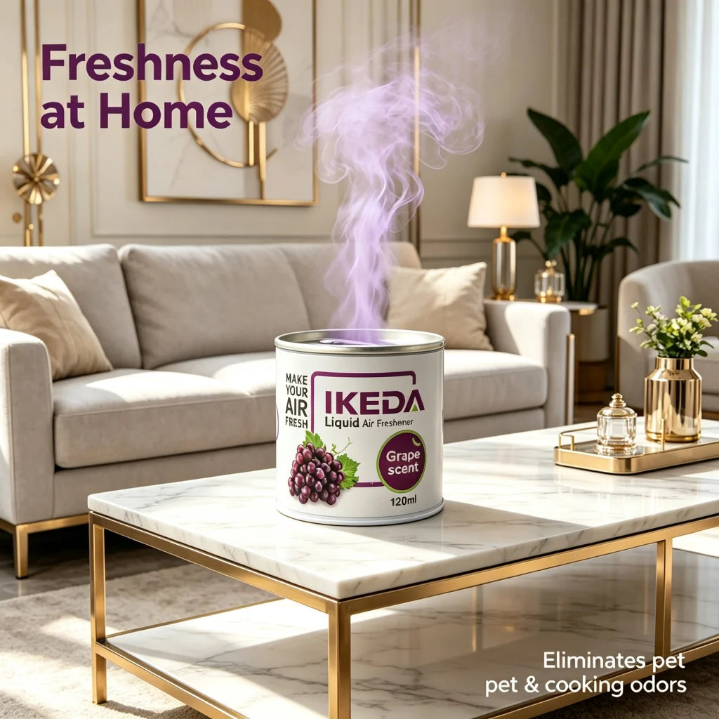 IKEDA 120ml Grape Scent Liquid Air Freshener, Long Lasting Sweet Fruity Fragrance, Odor Eliminator for Car Home Office