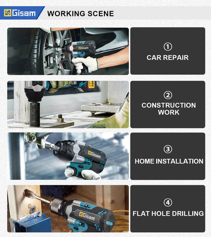 1800N.M Torque Brushless Electric Impact Wrench 1/2 inch Lithium-Ion Battery Cordless Wrench Tools For Makita 18V Battery Pin