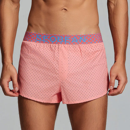 Men's Casual Shorts Side Fork Button Design Outdoor Aro Pants Mesh Breath Summer Beach Board Shorts Teenager Home Jog Gym Trunks