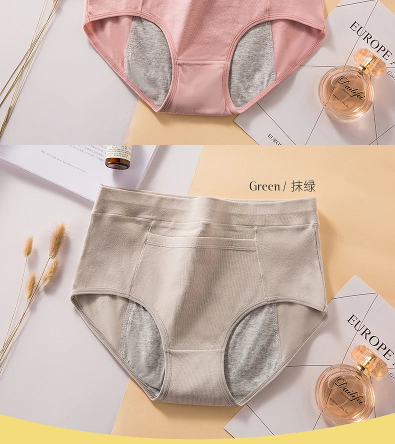 4Pcs Women's Menstrual Panties Physiological Pants Leak Proof Underwear Ladies Period Panty High Waist Cotton Briefs Lingerie