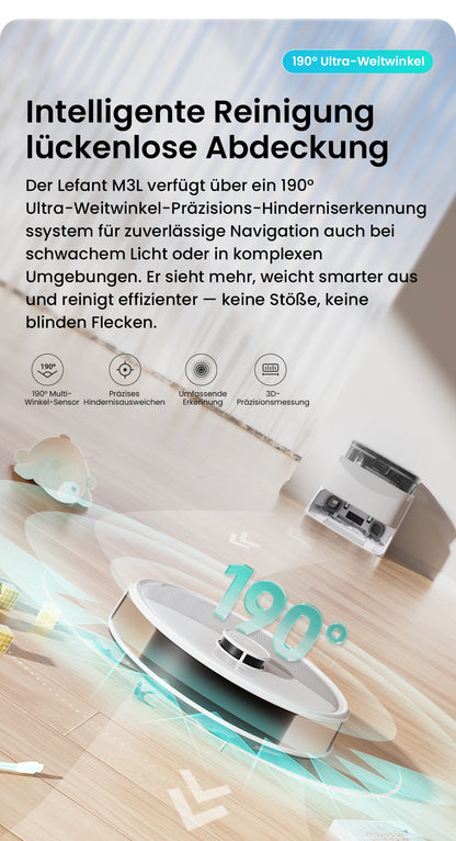 LEFANT M3L Robot dust vacuum cleaner all-in-one charging station 12000 Pa suction 220 min battery life DToF navigation Double R