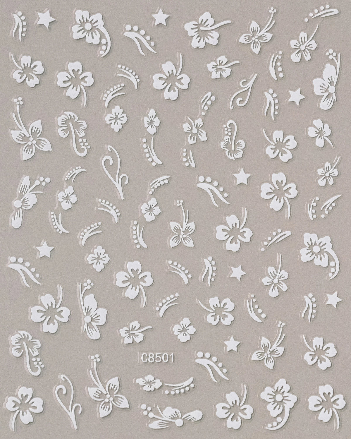 5D Hibiscus Flower Nail Embossed Sticker Acrylic Pink White Gold Petal Leaf Adhesive Decal Butterfly Dragon Floral Elegant Decor