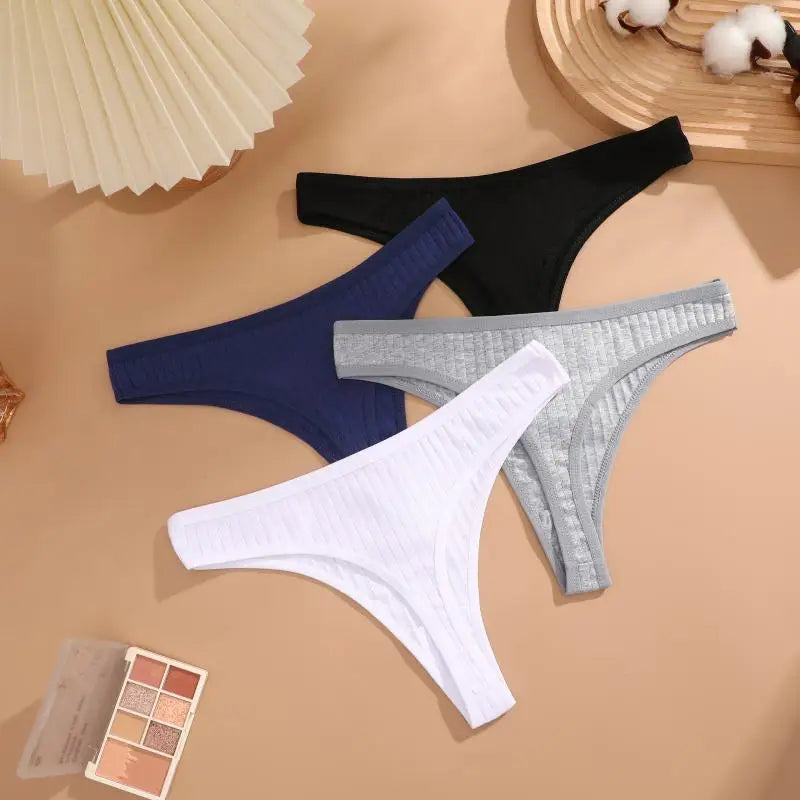 8Pcs/Set Cotton Seamless Thongs For Women Sexy Low Rise Solid Color Breathable Pantys Female Comfortable Soft G-String Underpant