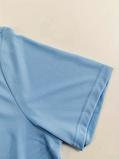 Summer Casual Versatile Fashion Short-Sleeved Button-Down Polo Shirt And Breathable Mesh Shorts Set for Men Plus Size