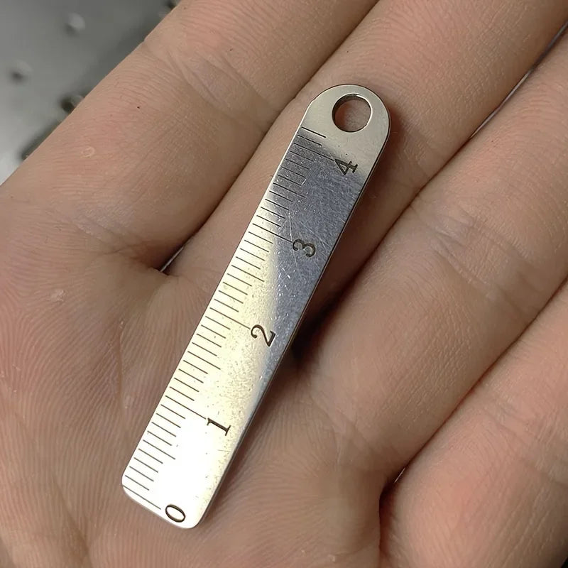 stainless steel mini ruler with keychain - measuring tool for office and school supplies