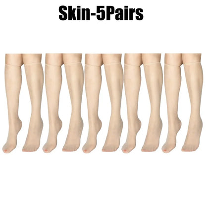 Summer Ultra-Thin Korean Style Invisible Thigh-High Socks Nude Seamless Mid-Calf Short Socks for Women Anti-Snag Sheer Stockings