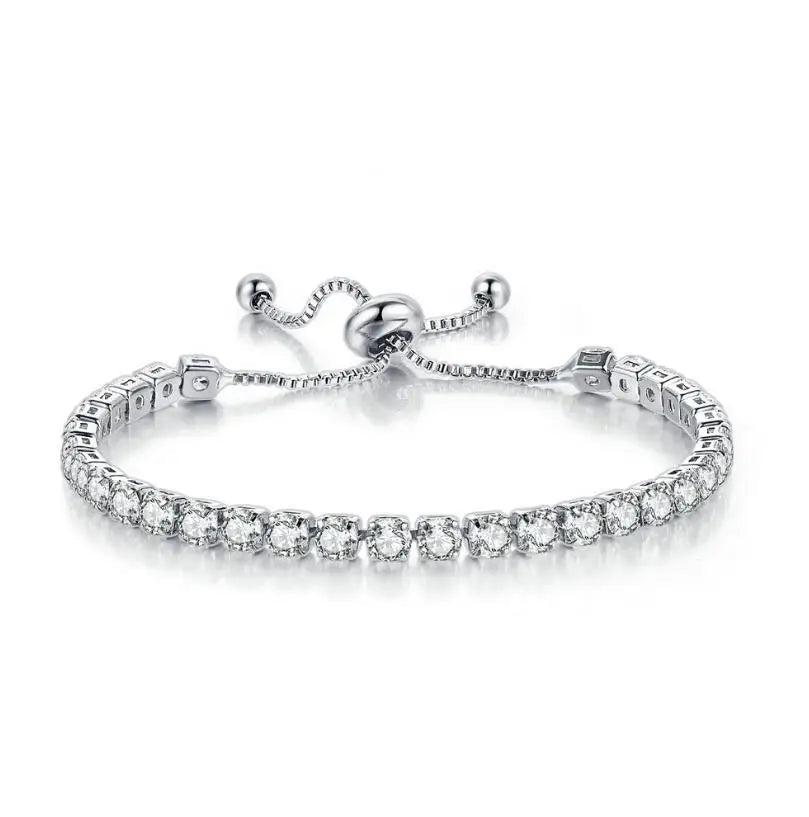 Adjustable Colorful Birthstone Tennis Bracelets for Women 4MM Crystal Bangle Female Hand Chain Trend Jewelry Accessories H133