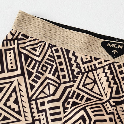4-piece Set Of Men's Seasonal Fashionable Printed Underwear Comfortable Elastic Waist Flat Angle Pants Plus Size Casual Shorts